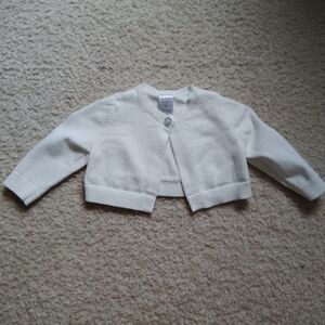 NWOT Carter's White Cropped Knit Jacket with Long Sleeves